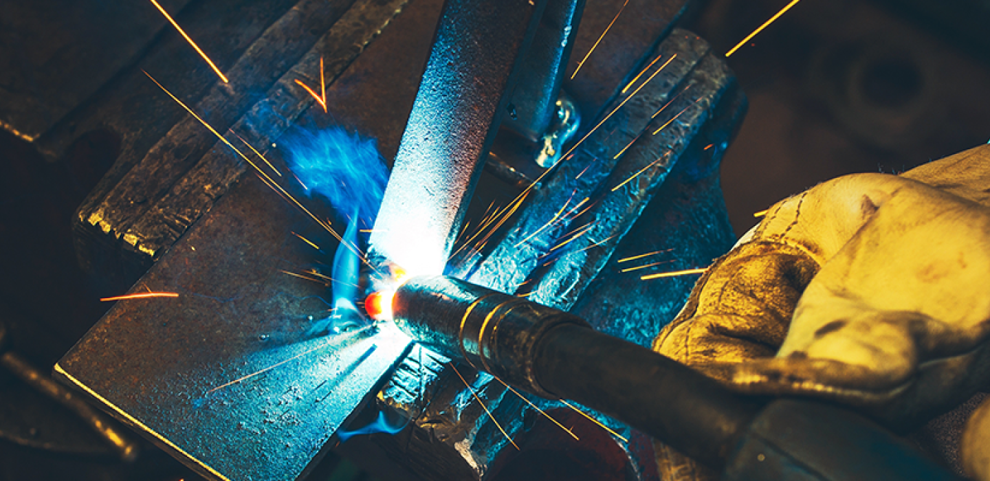 metal welding closeup